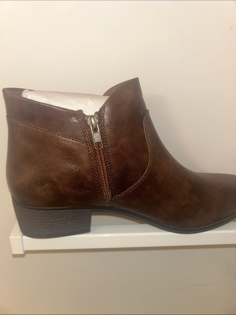 Women's Brown Ankle Boot with Side Zip